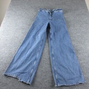 Zara Wide Leg Flare Jeans in Medium Blue